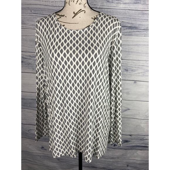 Chicos 3p Jersey Knit Tee Shirt Womens XLp Long Sleeves Scoop Neck Geometric - Picture 2 of 13